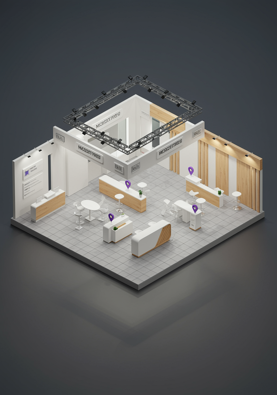 معاينة تخطيط أرضية ثلاثي الأبعاد لجناح معرض